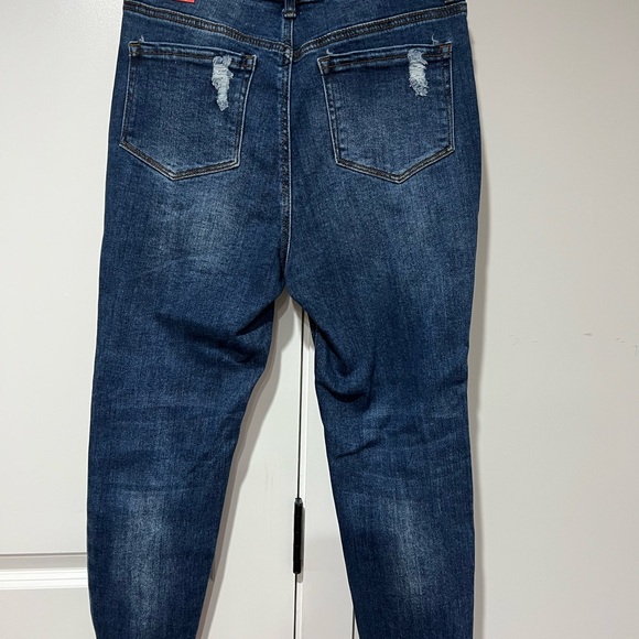 Wax Jean High-Rise Dark Blue Distressed Jeans - Picture 4 of 9